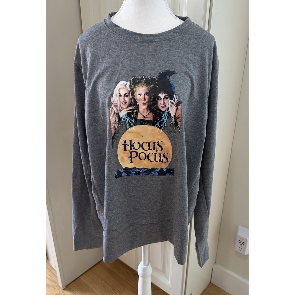 Disney Hocus Pocus Sanderson Sisters Long Sleeve Tee Gray 2XL Halloween Witchy